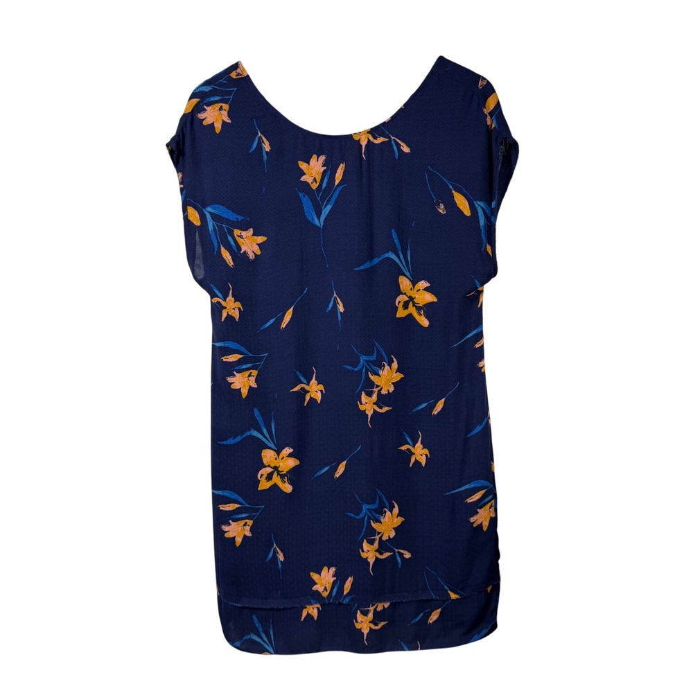Gentle Fawn Navy Floral Shift Dress Women's Small Lined Short Sleeve Boho Dress